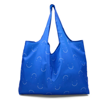 Foldable Tote Bag (Blue Smiley) - Any Day Now