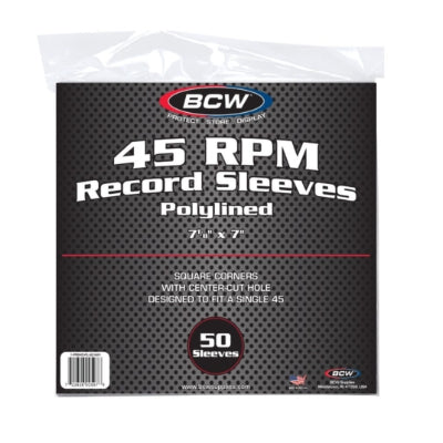 Vinyl Record Outer Sleeves - 7 Inch Size Polyethylene (50 Sleeve Pack) - BCW