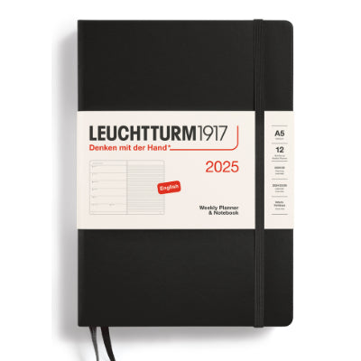 Leuchtturm 1917 A5 Weekly Planner & Notebook 2025 - Black