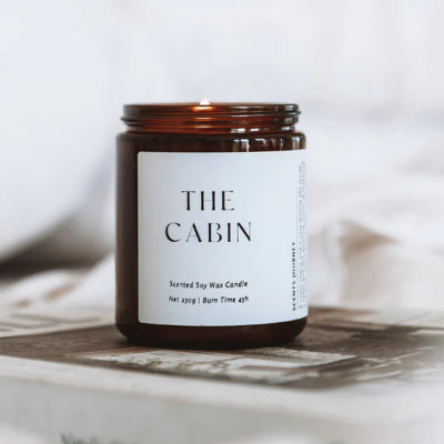 Candle Medium Size: The Cabin (Teakwood, White Patchouli, Musk, Neroli) - Scents Journey