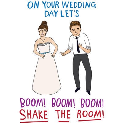 Able & Game Card - On Your Wedding Day Let's Boom Boom Boom Shake The Room - Happy Valley Able & Game Card