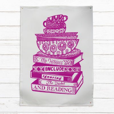 Able & Game Tea Towel - My Hobbies Include Ignoring The Dishes & Reading - Happy Valley Able & Game Tea Towel