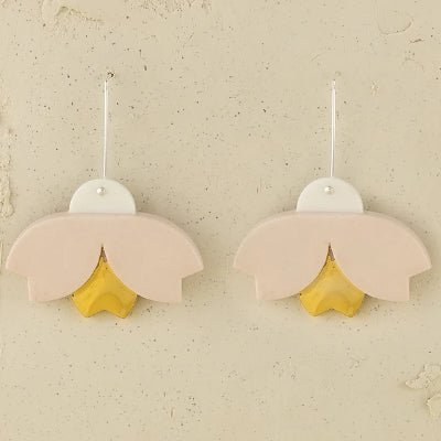 Erin Lightfoot Porcelain Earrings - Bloom Drop (Pink & Gold) - Happy Valley Erin Lightfoot Earrings
