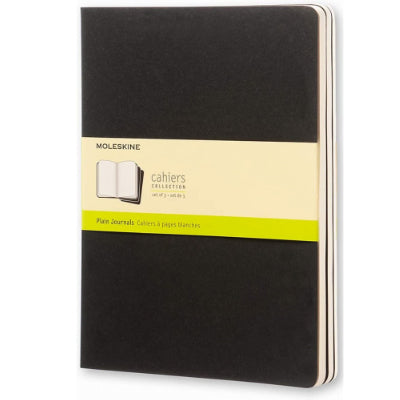 Moleskine Notebook - Cahier Extra Large Plain Black (Set of 3)
