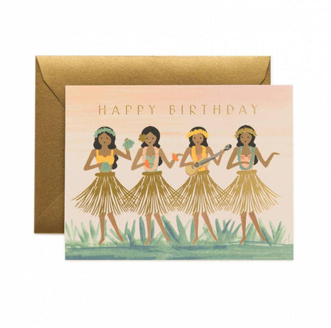 Rifle Paper Co Card - Happy Birthday Hula - Happy Valley Rifle Paper Co. Card