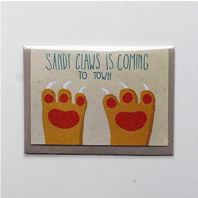 Sandy Claws Is Coming To Town Christmas Card - Surfing Sloth - Happy Valley Surfing Sloth Card
