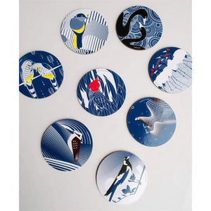Skimming Stones Coaster Set - Australian Bird Emblems x 8 - Happy Valley Skimming Stones Coasters