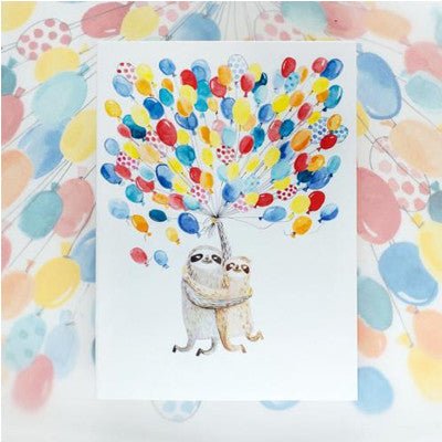 Surfing Sloth Card - Balloon Sloths - Happy Valley Surfing Sloth Card