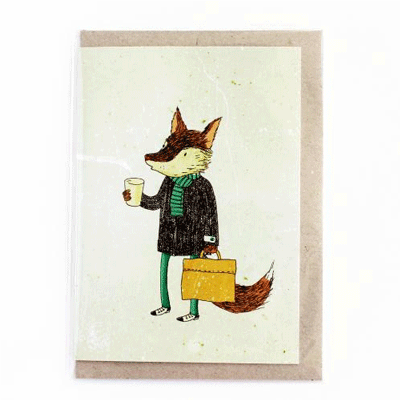 Surfing Sloth Card - Coffee Fox - Happy Valley Surfing Sloth Card