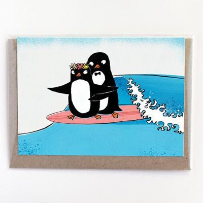 Surfing Sloth Card - Surfing Penguins - Happy Valley Surfing Sloth Card