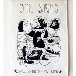 Surfing Sloth - Gone Surfing Tea Towel - Happy Valley Surfing Sloth Tea Towel