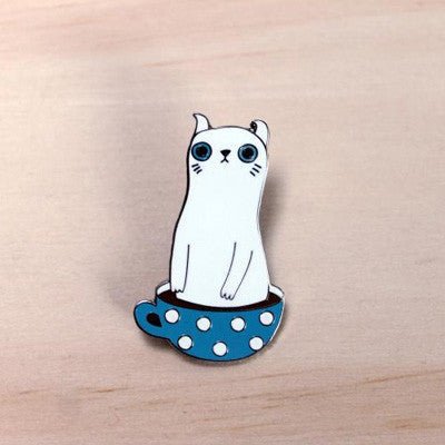 Surfing Sloth Pins - Coffee Cat - Happy Valley Surfing Sloth Pins
