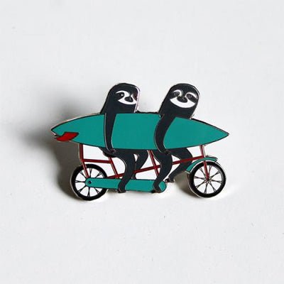 Surfing Sloth Pins - Surfing Bike Sloths - Happy Valley Surfing Sloth Pins