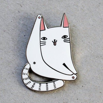 Surfing Sloth Pins - White Cat - Happy Valley Surfing Sloth Pins